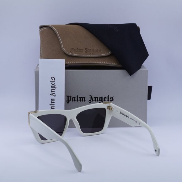 Palm Angels PERI099 HOLLYWOOD 0107 Cat Eye Sunglasses - White/Dark Grey - Picture 7 of 11
